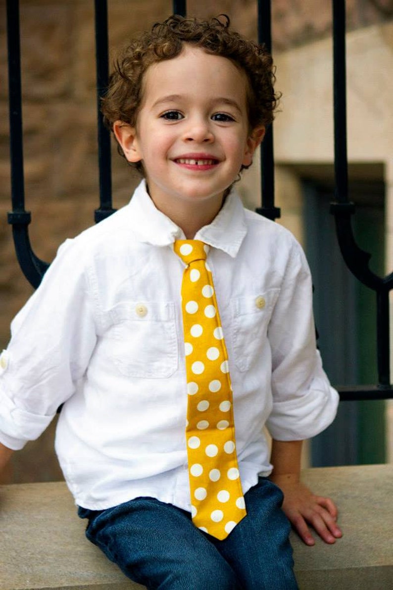 Boy's Orange Houndstooth Necktie, Kids Necktie, Little Boy Tie, Baby