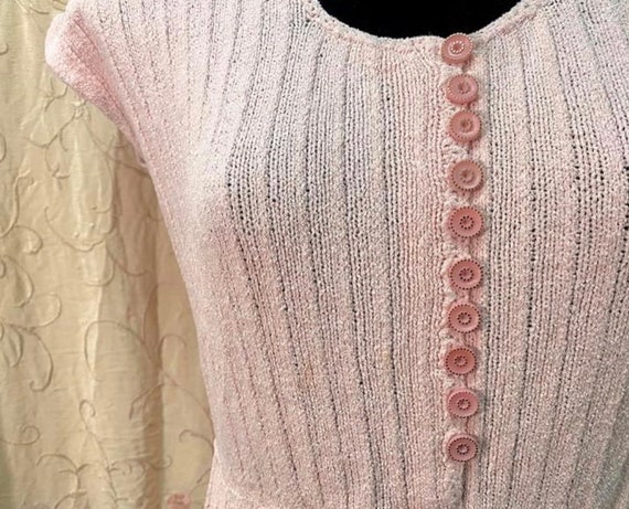 Vintage Knitted Dress — Pink, Knit, 40s, 1940s
