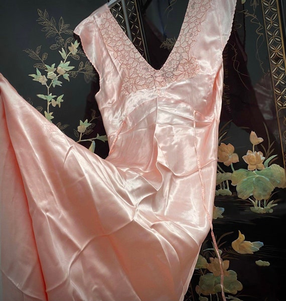 Vintage Pink Gown - 1930s, Silk Satin, Lingerie, … - image 2