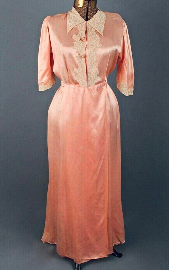 Antique Wrap Gown - Silk, Pink, Vintage, 1920s, 20
