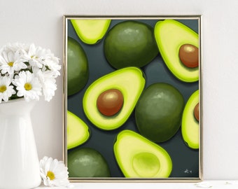 Avocados (Fruit Study) - Art Print or Greeting Card - Kitchen Artwork - Avocado Painting