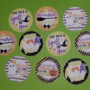 10 tapas de botella de Halloween / gorra de botella fantasma / 1 "botones / espalda plana / pin / imán / parche de calabaza / escoba bruja / gol del pelo / arcos de pelo / #116