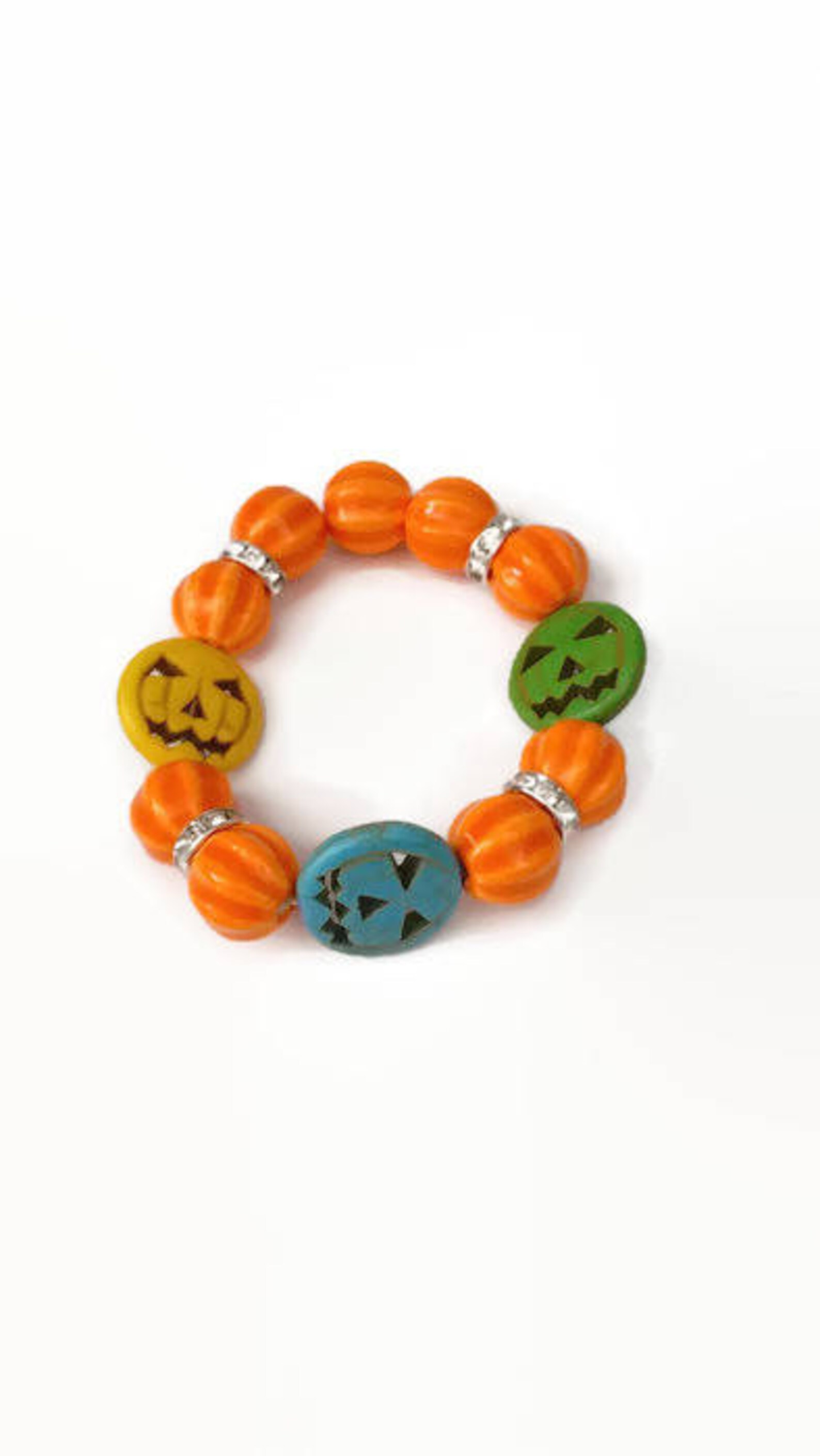Halloween Bracelet Orange Glass Beads Black Etsy