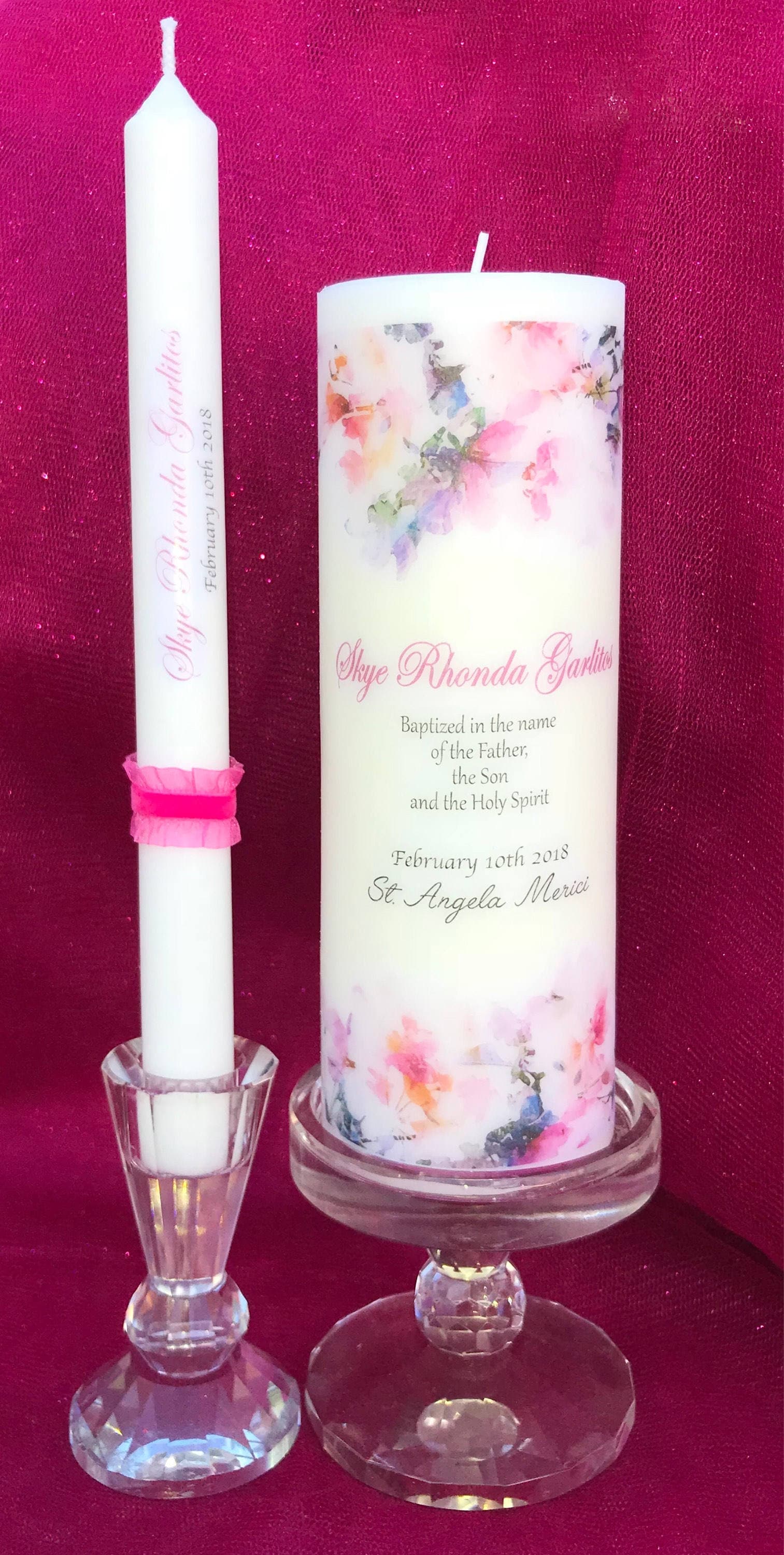 Baptismal Personalized Candle set. It's the perfect Etsy