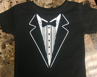 Tuxedo t-shirt for kids or baby onesie