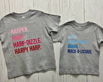 CUSTOM nickname Tshirt - toddler or youth t-shirt or onesie