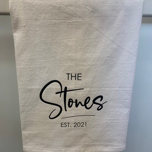 Personalized wedding gift made to order last name - dish towel