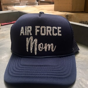 Air Force Mom - glitter trucker hat