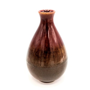 Hand Thrown Mini Bud Vase Autumn Fall Colors Ombre Drop Glaze 6 Inches Teardrop