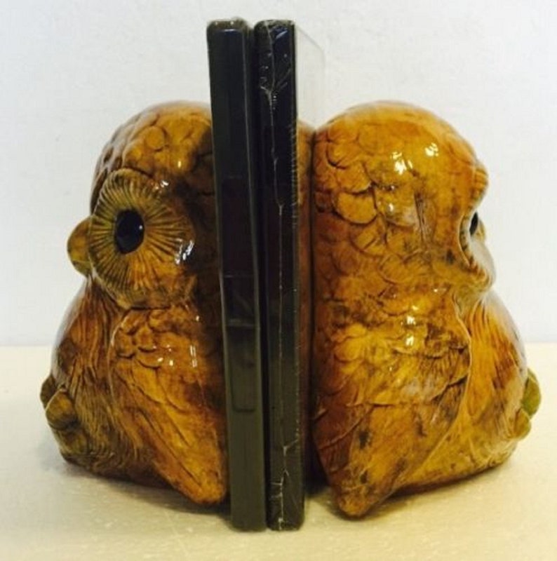 70's Vintage Retro Owl Ceramic Book Ends Set Yellow & | Etsy UK