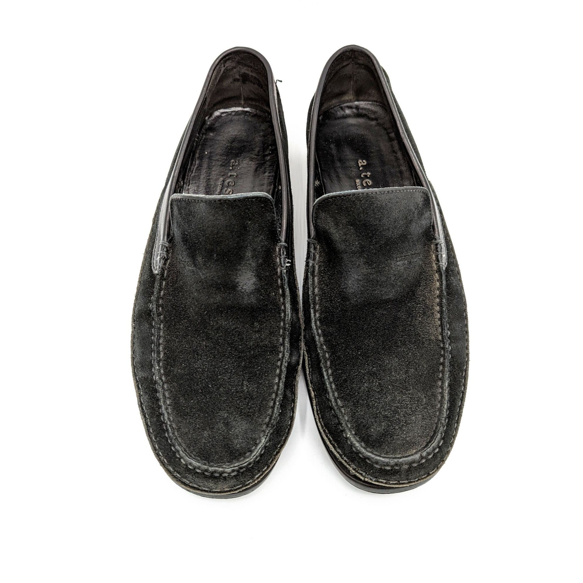 Testoni Italian Suede Slip On Loafers Heren Klassieke Schoenen Maat 9.5 M Zwart Schoenen Herenschoenen Loafers & Instappers A 