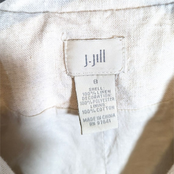 J Jill 100% Linen Cream Blazer Jacket Size 8 Embr… - image 7