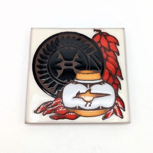 vintage Masterworks Southwestern Tile Terra Cotta Tonala Pottery Dessous de plat Chilis