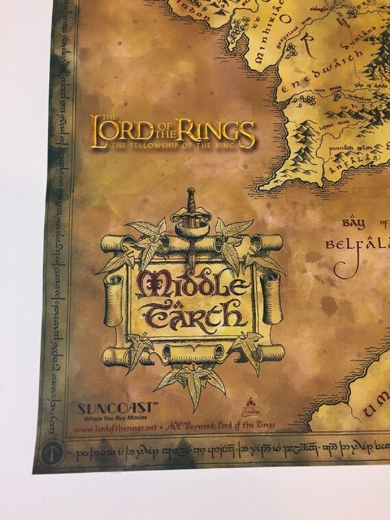 Home Decor Lord Of The Rings Map Of Middle Earth Lotr Print Poster