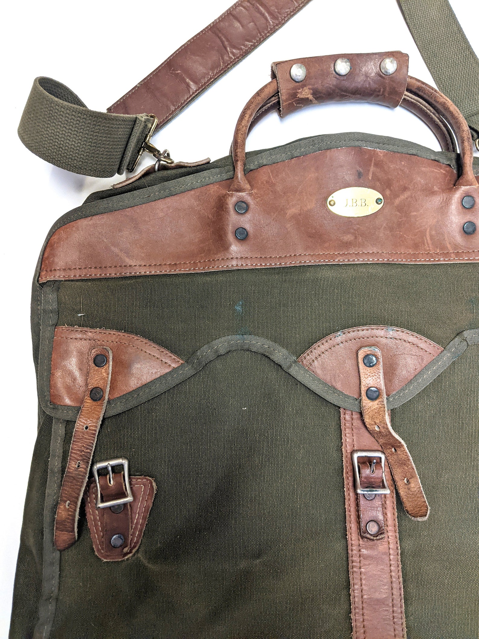 VTG Orvis Battenkill Garment Bag Green Canvas Leather Gokey Etsy