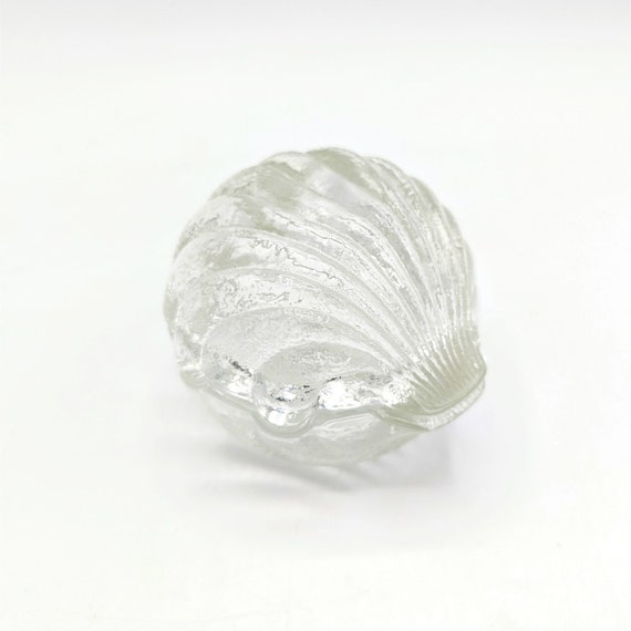 Vintage Recycled Glass Clam Shell Trinket Box Sphere … Gem