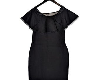 Tadashi Shoji Poodle Lace Bodycon Cocktail Evening Dress Sz M Vamp Cape Shawl