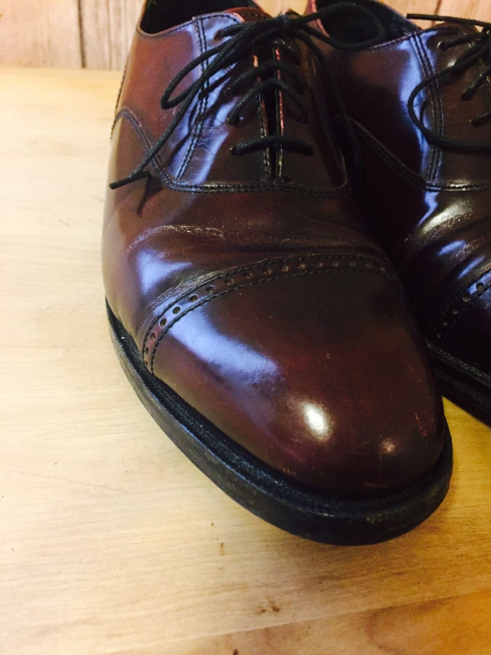 Florsheim Burgundy Brown Cap Toe Oxford Size 8.5 EE (wide 