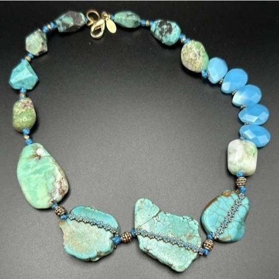 Rare Lee Angel Turquoise, Aqua Agate & Imperial J… - image 1