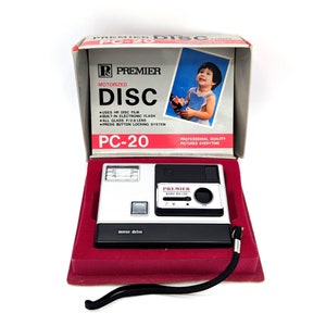 Vintage 1980&#39;s Premier PC-20 Motorized Disc Camera Point and Shoot Flash in Box