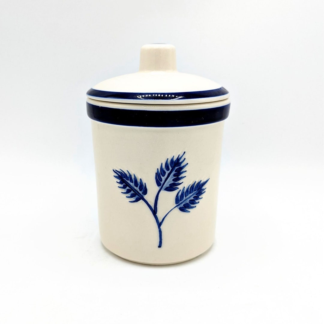 Gres vintage cerámica delft azul WHEAT patrón lided recipiente jarra de ...