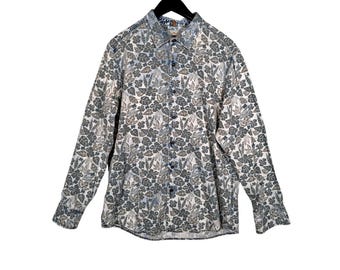 Tommy Bahama Herren L Island Modern Fit Ausbrenner Chambray Denim Hawaiihemd