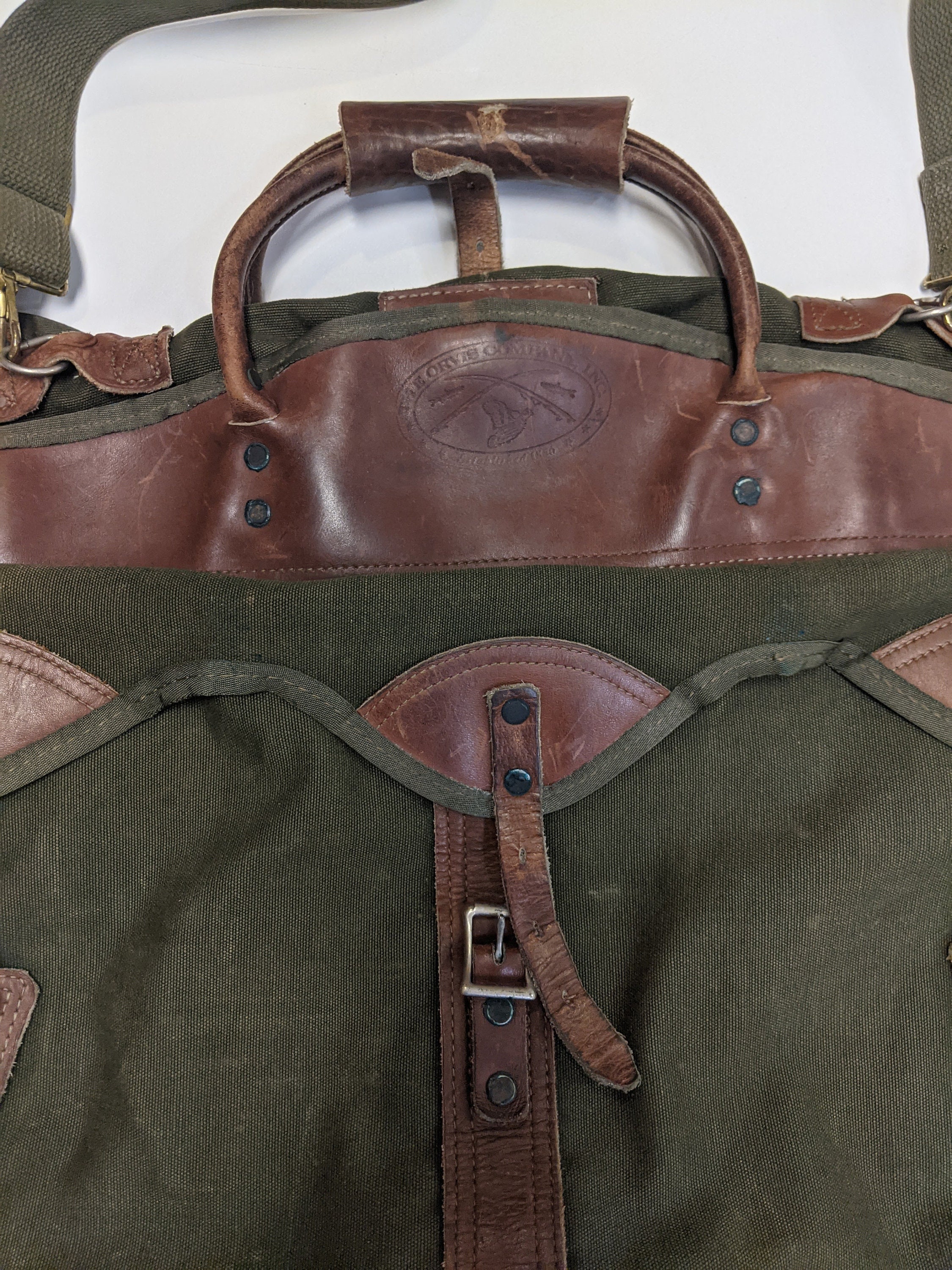 VTG Orvis Battenkill Garment Bag Green Canvas Leather Gokey Etsy