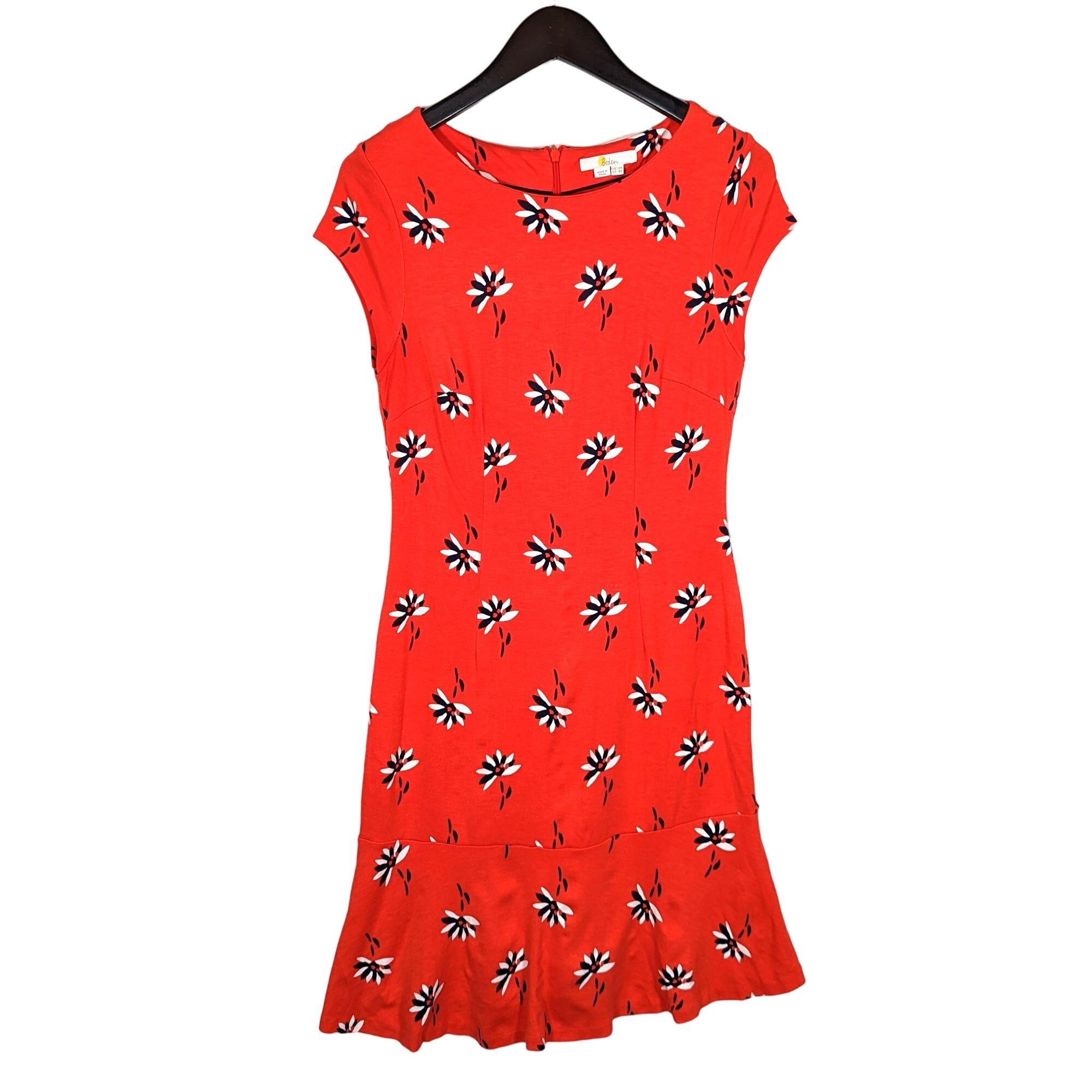 open lace back dress Red L/S Ruffle Twirl Dress