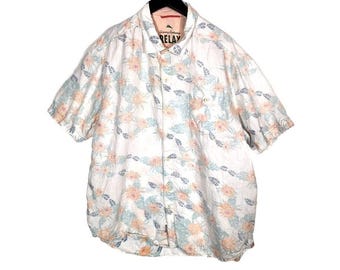 Tommy Bahama RELAX Męska koszula hawajska XXL 2XL z lnu w pastelowe kwiaty Luau Resort