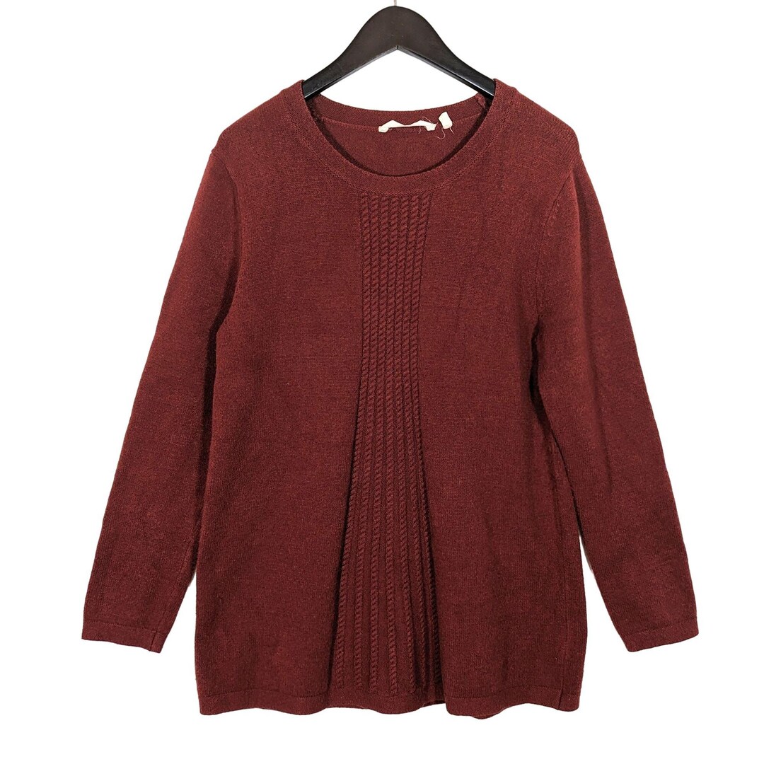 Soft Surroundings Cable Knit Detail Sweater Womens Large Burnt