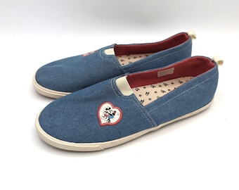 Disney x Junk Food Minnie & Mickey Mouse Zapatos sin cordones, mezclilla azul para mujer 6