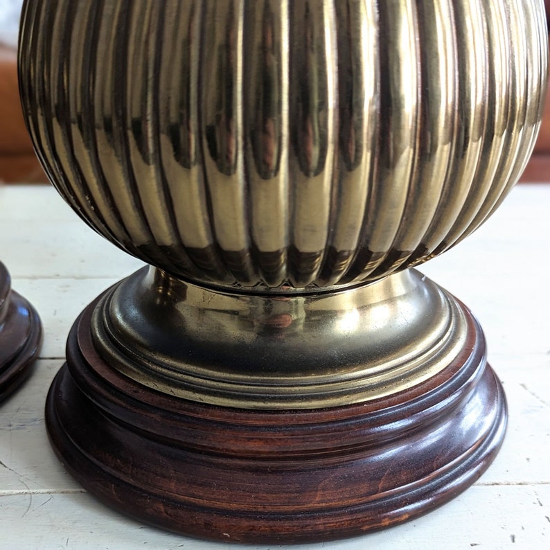 Ethan Allen Brass Urn Trophy Table Lamps True Vintage MCM Etsy