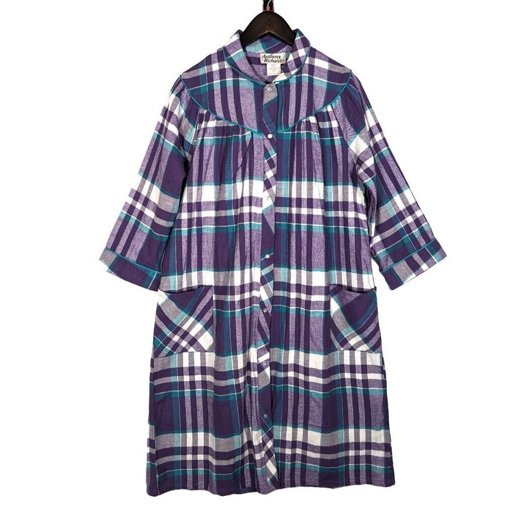 Anthony Richards Women's Sz L Night Gown Mumu Kaftan Flannel Tartan