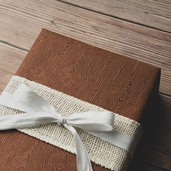Ruspepa Gift Wrapping Paper Roll Rustic Brown Woodgrain 30inx16ft Farmhouse Chic