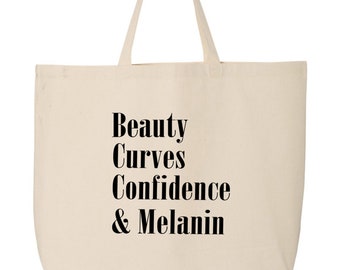 Schoonheid curves vertrouwen en melanine tote tas