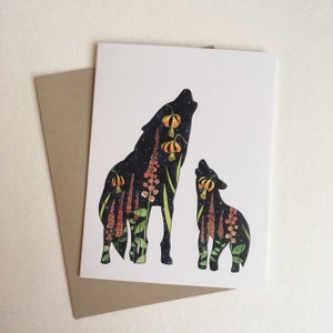 Howling Wolves Watercolor Notecard - Recycled Paper