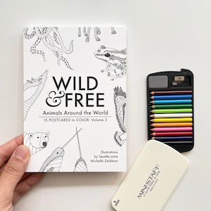 Wild & Free Wildtier Postkarten-Malbuch: Band 3 - Recyclingpapier