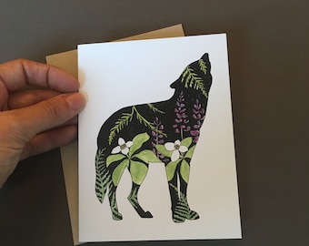 Wolf Watercolor Notecard - Recycled Paper