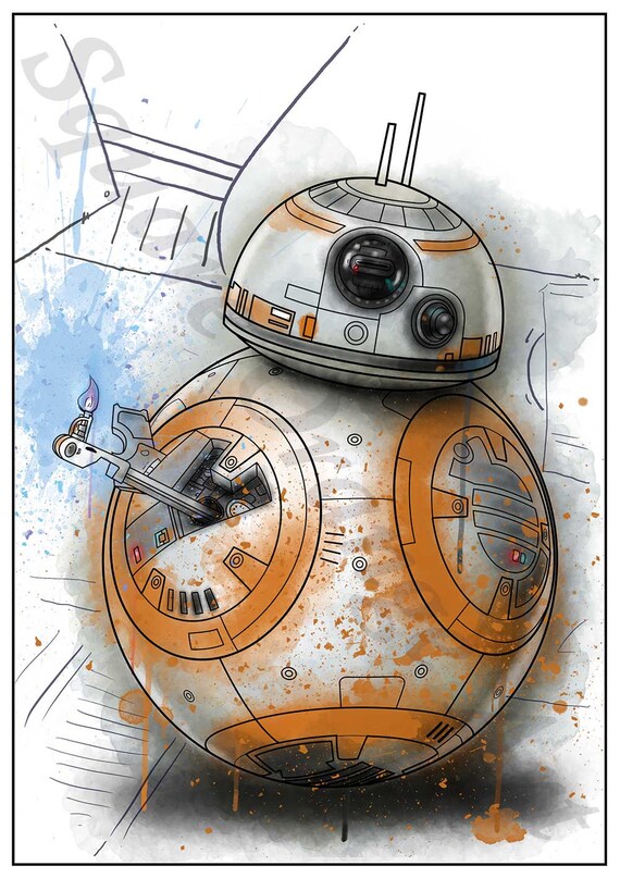 BB-8 Droid Star Wars Inspired Limited Edition Splash Art A4 | Etsy