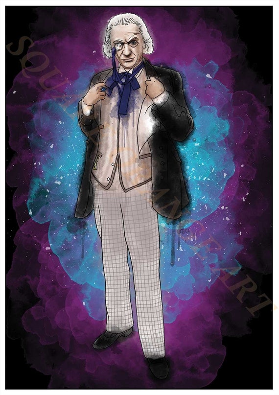 First Doctor William Hartnell 1st Dr Who Watercolour Splash Etsy