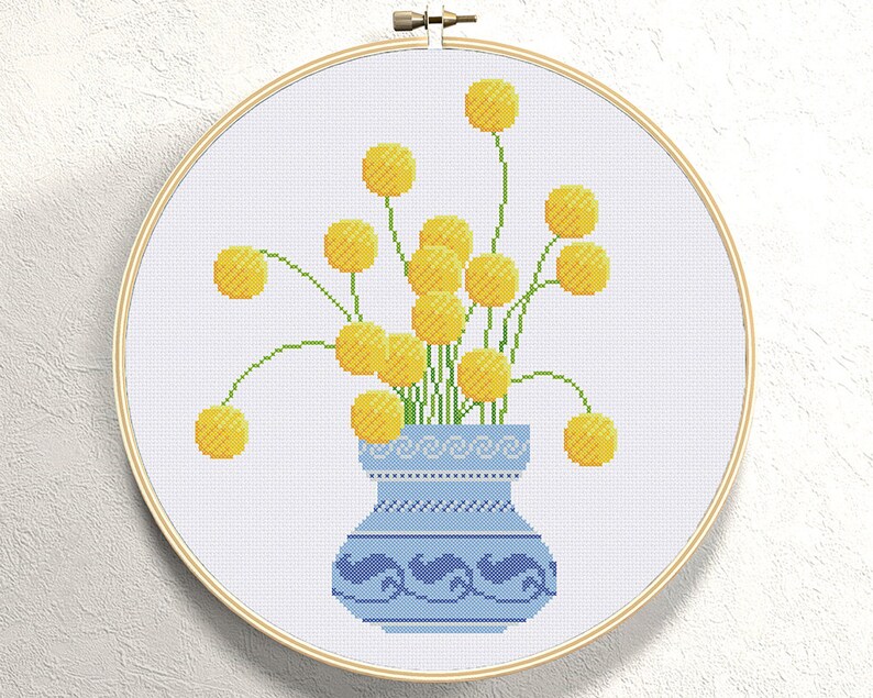 Easy Cross Stitch Pattern Vase with Flowers Counted cross Etsy