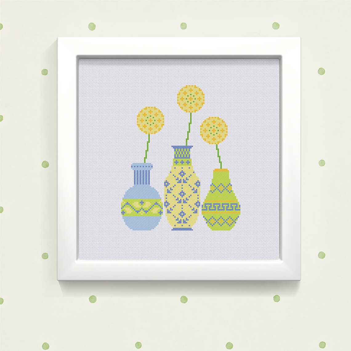 Easy Cross Stitch Pattern Vases with Flowers Counted Etsy