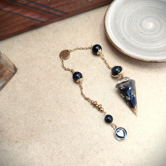 Pendule divinatoire obsidienne Gardien du Cœur