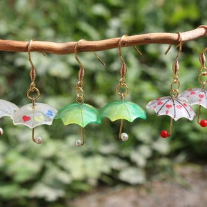Umbrella earrings - fashion earrings, protective talisman, lucky charm, autumn jewelry, fashion jewelry