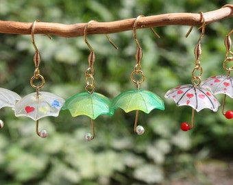 Umbrella earrings - fantasy earrings - autumnal earrings - costume jewelry - autumn jewelry