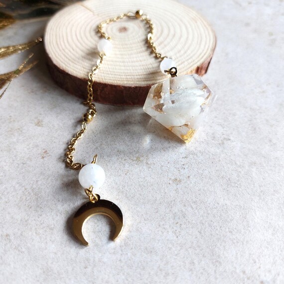 Pendule divinatoire pierre de lune blanche