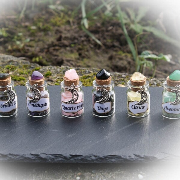 Fioles de pierres naturelles - Fioles d'apothicaire - bouteilles autel de sorcière - Rituel sorcière - Sorcellerie - Magie - ésotérisme