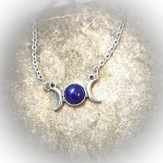 Lapis lazuli triple moon necklace