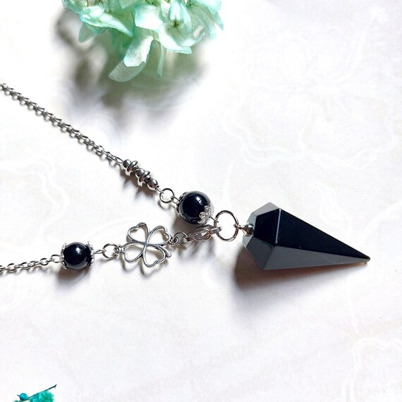 Pendolo Divinatorio In Onice Nero - Per Radiestesia, Reiki E Divinazione, Con Taschetto Protettivo - Foto 5