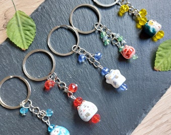 Japanese lucky cat key ring Maneki Neko lucky cat - Gri gri key ring - Amulet key ring - Japanese cat key ring - Luck